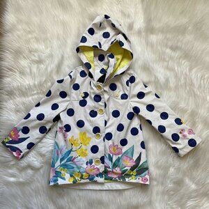 Catimini Girls Rain Jacket Coat Polka Dots White Blue Yellow Pink Size 3